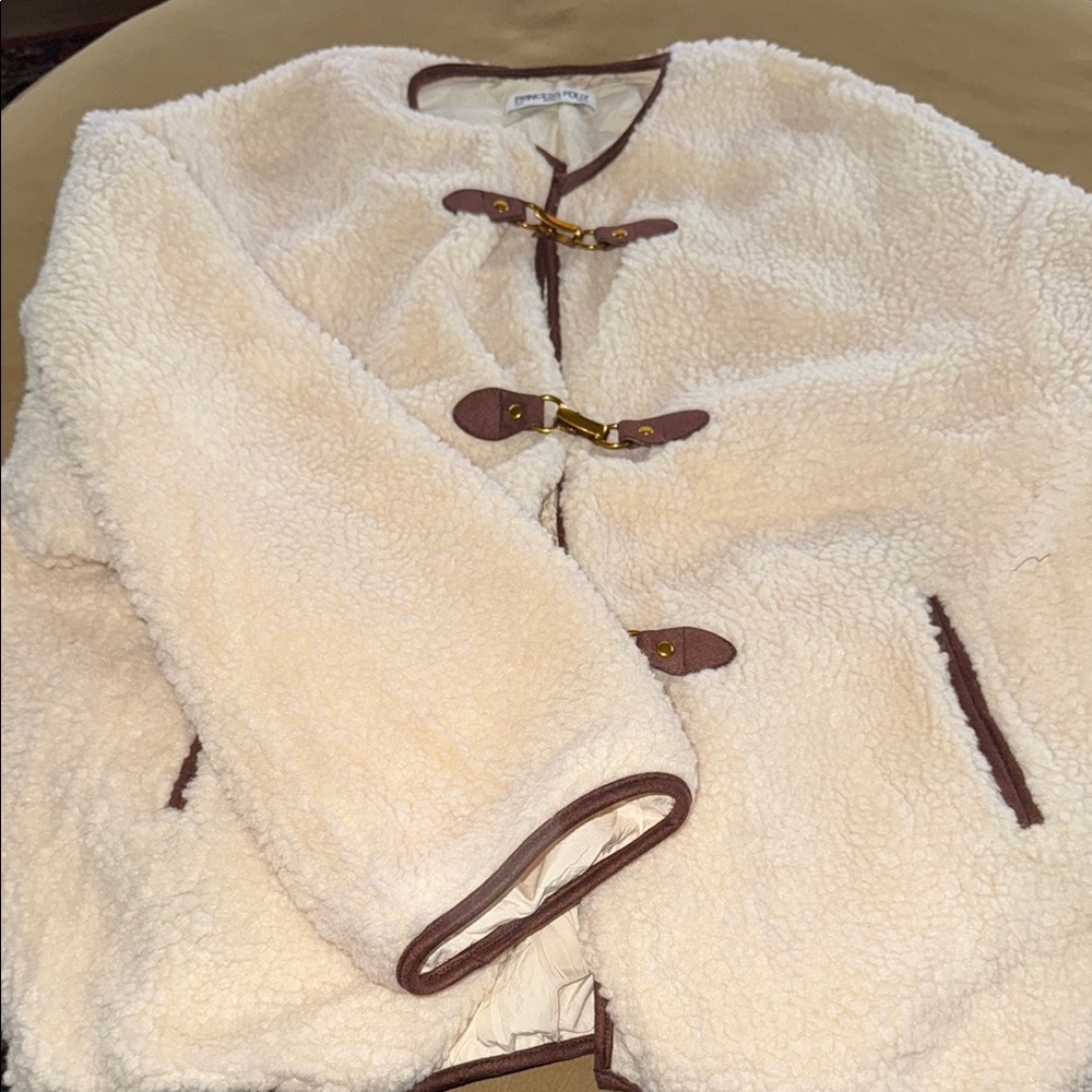 Pendleton Cream and Brown Teddy Jacket with Plush Texture